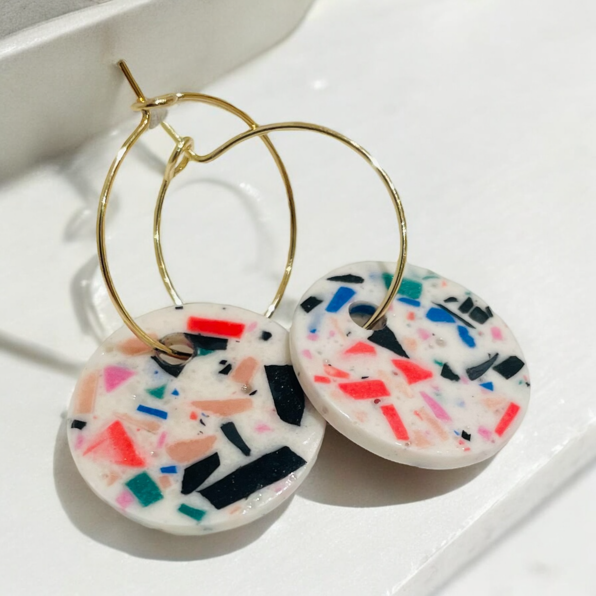 Jesmonite terrazzo hoop earrings